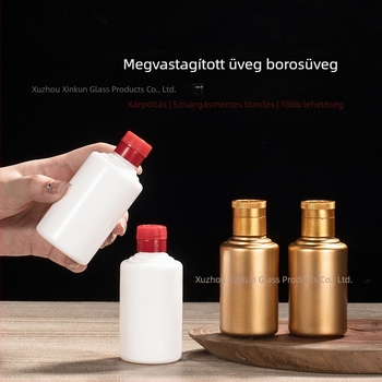 Átlátszó likőres üveg, kis méret, 50–100 ml, üres, tök alakú, kerek