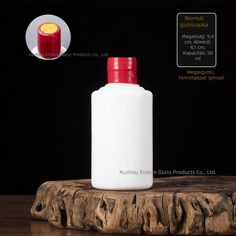 Átlátszó likőres üveg, kis méret, 50–100 ml, üres, tök alakú, kerek