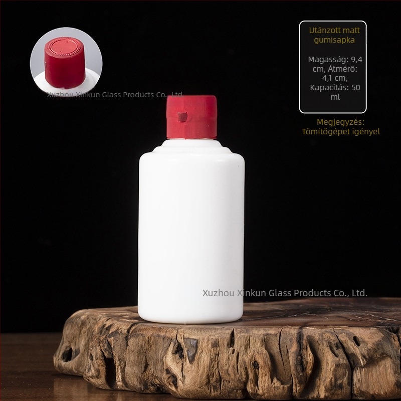 Átlátszó likőres üveg, kis méret, 50–100 ml, üres, tök alakú, kerek