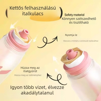 Joyfit aromás pohár 1000 ml, nagy kapacitású vizespalack szívószállal