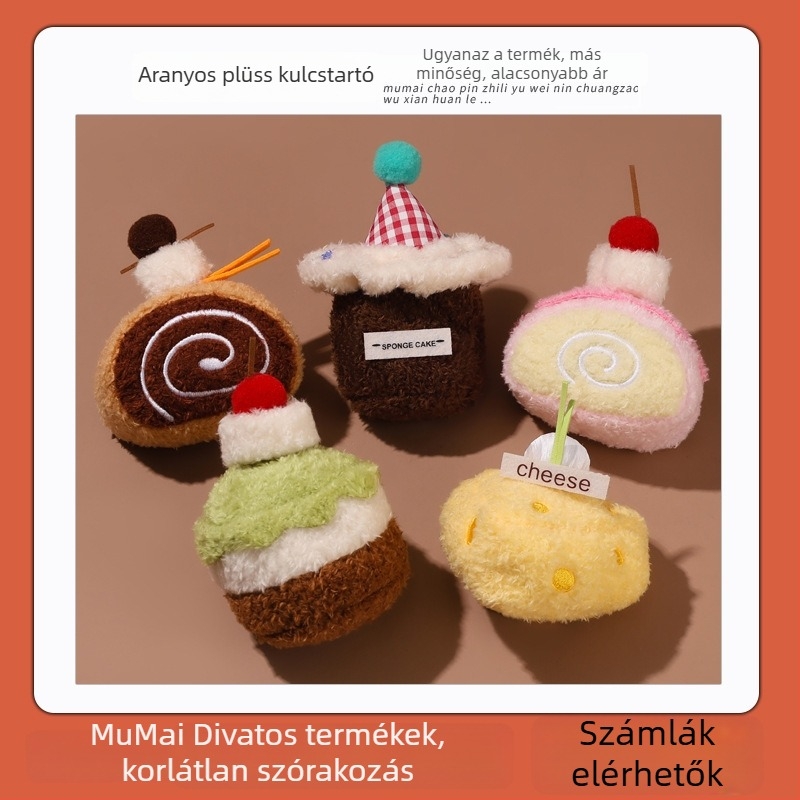 Cuki desszert-plüss torta baba – táskadísz és kulcstartó