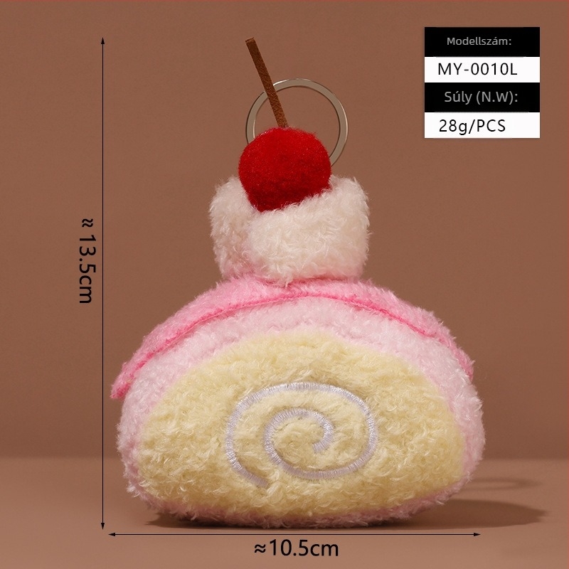 Cuki desszert-plüss torta baba – táskadísz és kulcstartó