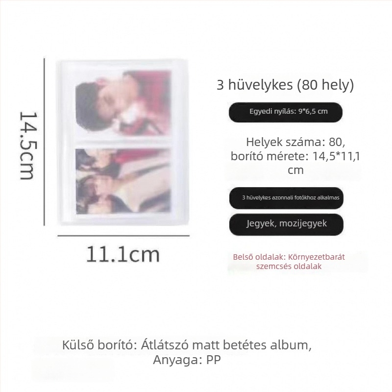 Átlátszó fényképalbum beillesztett oldalakkal idol fotókhoz, rácsos elrendezésben, A5 méret