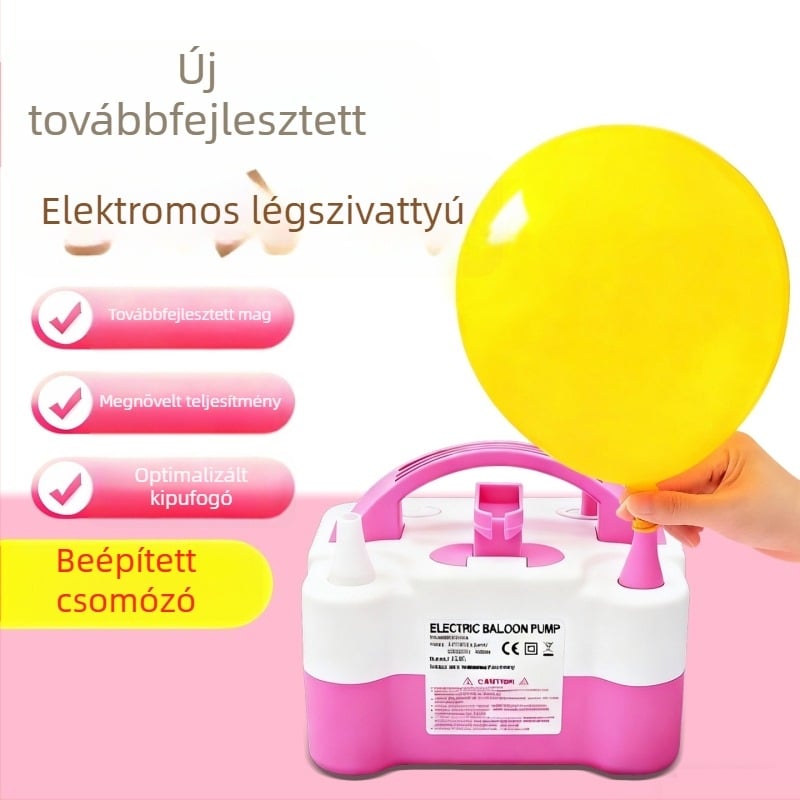 Elektromos felfújó pumpa lufikhoz, levegőhengerrel