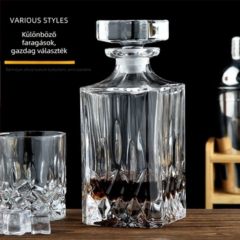 Skandináv stílusú kristályüvegből készült whisky-dekanter, átlátszó üveg, 750 ml