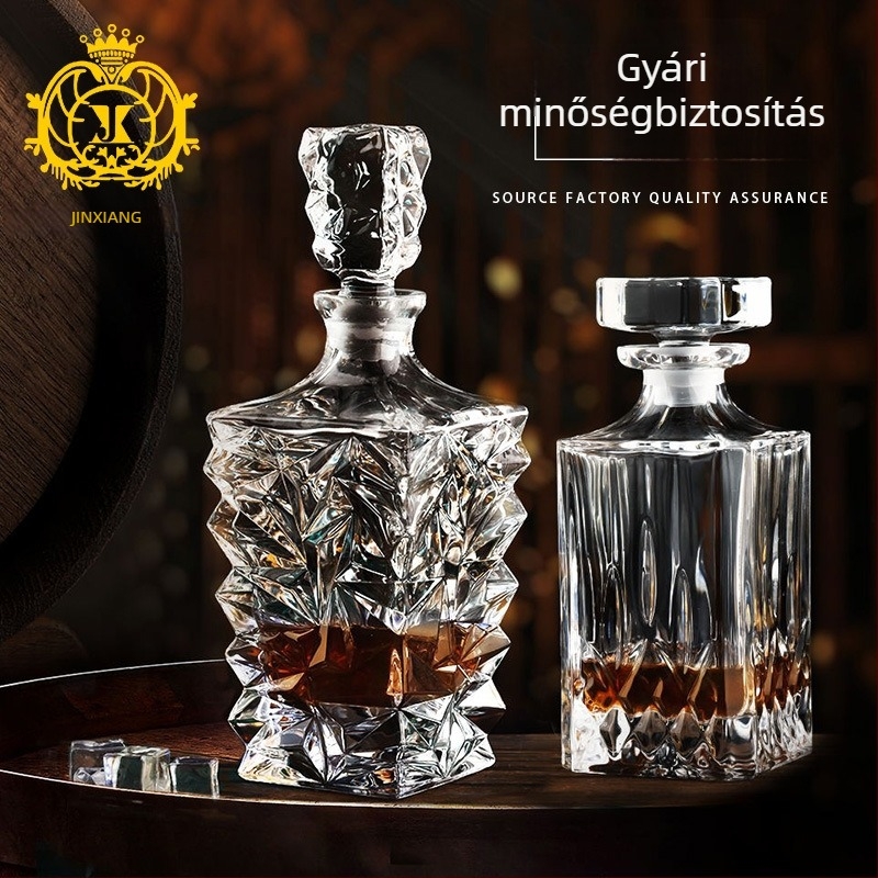 Skandináv stílusú kristályüvegből készült whisky-dekanter, átlátszó üveg, 750 ml