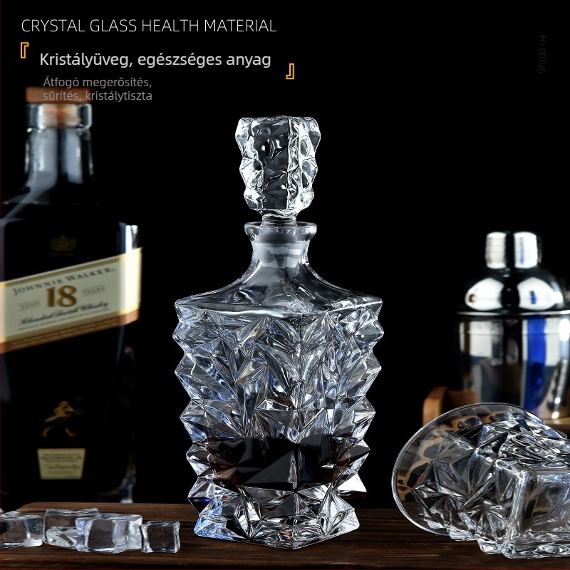 Skandináv stílusú kristályüvegből készült whisky-dekanter, átlátszó üveg, 750 ml