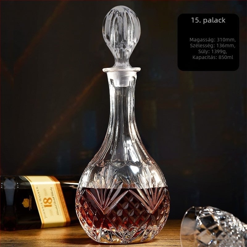 Skandináv stílusú kristályüvegből készült whisky-dekanter, átlátszó üveg, 750 ml