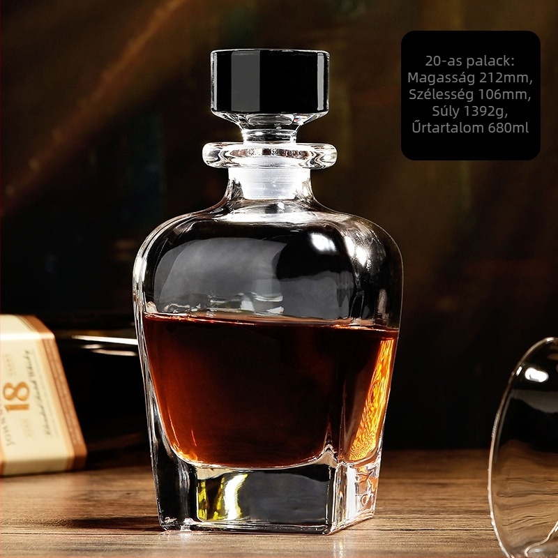 Skandináv stílusú kristályüvegből készült whisky-dekanter, átlátszó üveg, 750 ml