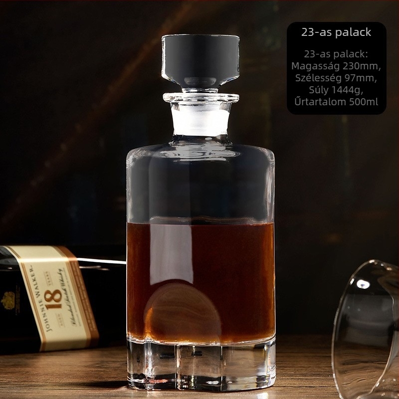 Skandináv stílusú kristályüvegből készült whisky-dekanter, átlátszó üveg, 750 ml