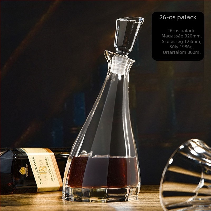 Skandináv stílusú kristályüvegből készült whisky-dekanter, átlátszó üveg, 750 ml