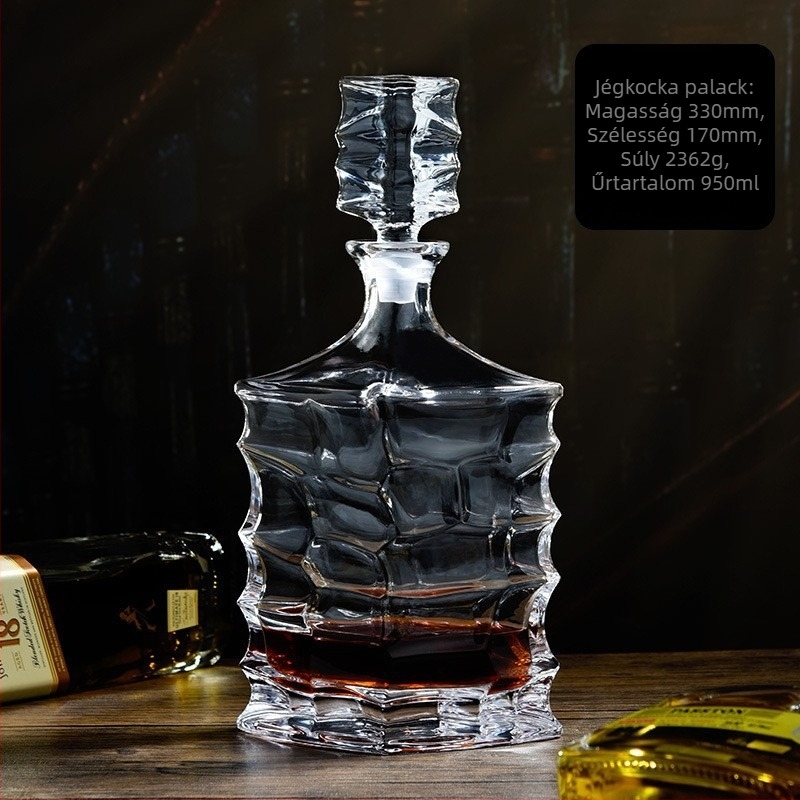 Skandináv stílusú kristályüvegből készült whisky-dekanter, átlátszó üveg, 750 ml
