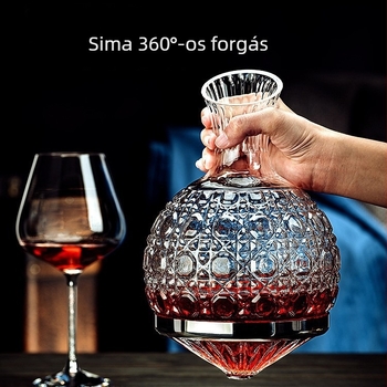 Arany színű forgó boros decantáló készlet poharakkal
