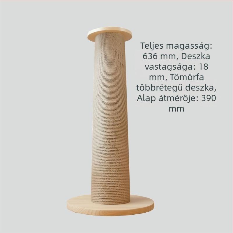Függőleges macska kaparódeszka tömör fából, extra vastag és nagy méretben, kopásálló, nem hullanak róla szálak, tartós macska játék