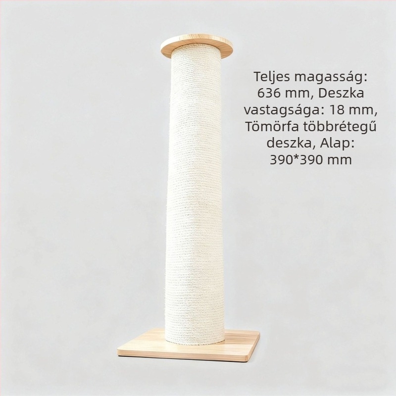 Függőleges macska kaparódeszka tömör fából, extra vastag és nagy méretben, kopásálló, nem hullanak róla szálak, tartós macska játék