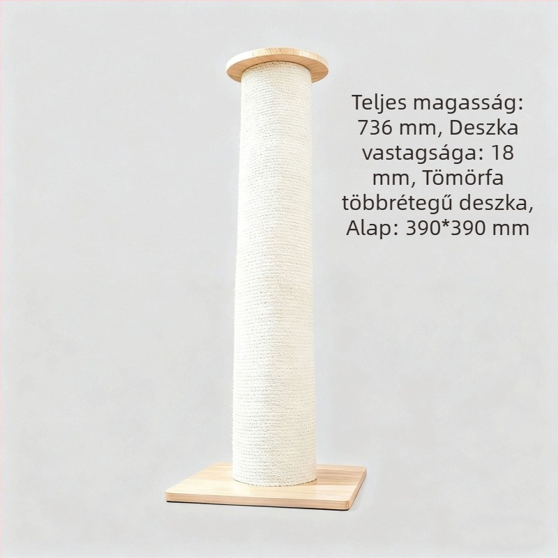 Függőleges macska kaparódeszka tömör fából, extra vastag és nagy méretben, kopásálló, nem hullanak róla szálak, tartós macska játék