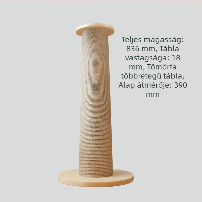 Függőleges macska kaparódeszka tömör fából, extra vastag és nagy méretben, kopásálló, nem hullanak róla szálak, tartós macska játék