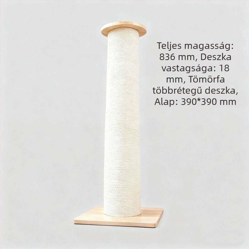 Függőleges macska kaparódeszka tömör fából, extra vastag és nagy méretben, kopásálló, nem hullanak róla szálak, tartós macska játék