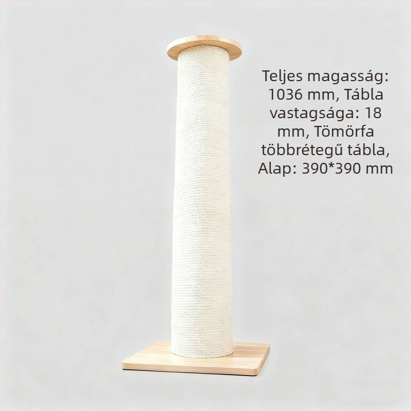 Függőleges macska kaparódeszka tömör fából, extra vastag és nagy méretben, kopásálló, nem hullanak róla szálak, tartós macska játék