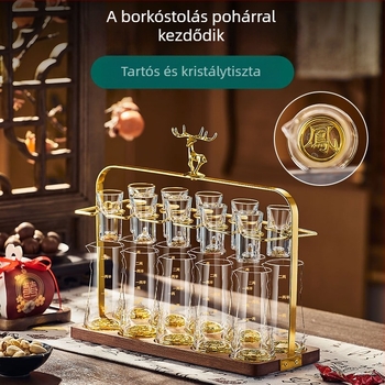 Luxus kínai stílusú likőrös pohár készlet esküvőkre és otthoni használatra, sárkány és Főnix motívummal