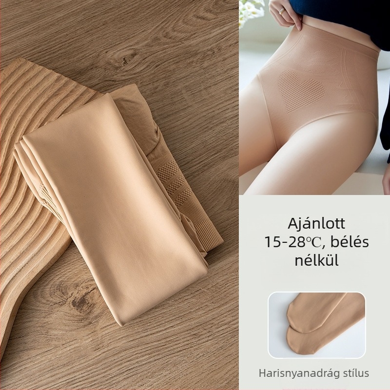 Bőrszínű fleece-béléssel ellátott harisnyanadrág, plusz méret, ősz-télre