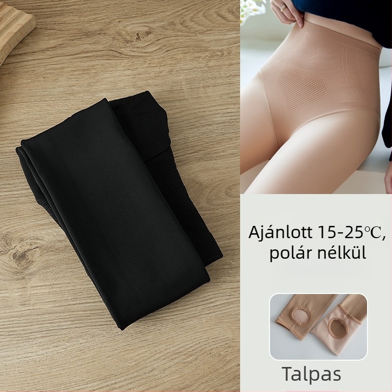 Bőrszínű fleece-béléssel ellátott harisnyanadrág, plusz méret, ősz-télre