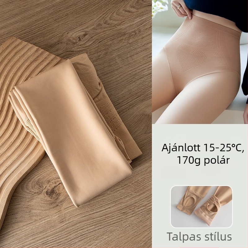Bőrszínű fleece-béléssel ellátott harisnyanadrág, plusz méret, ősz-télre