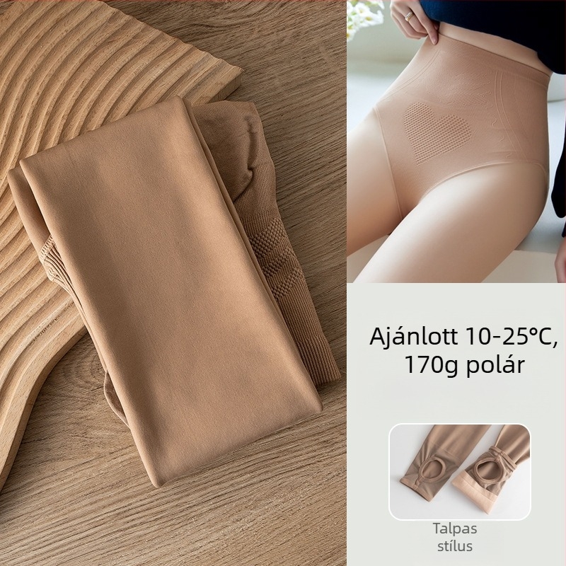 Bőrszínű fleece-béléssel ellátott harisnyanadrág, plusz méret, ősz-télre