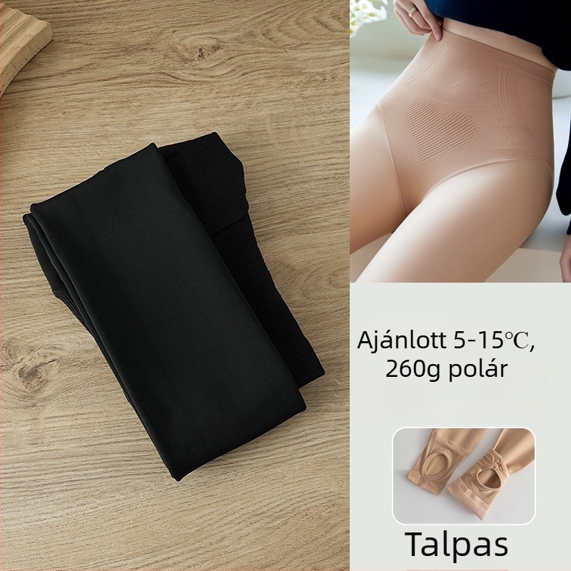 Bőrszínű fleece-béléssel ellátott harisnyanadrág, plusz méret, ősz-télre