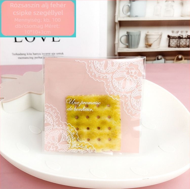 Műanyag sütőipari csomagoló tasakok süteményekhez, cookies-hez és mooncake-hez, méret 10x10+3, 100 db