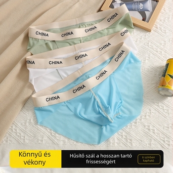 Férfi alsónemű Ice Silk – vékony, átlátszó, alacsony derék, lélegző, egyszínű, INS stílus