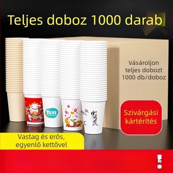 Vastagított egyszer használatos papírpoharak otthoni használatra, dobozos készlet, kínai stílus, kapacitás kevesebb mint 100 ml