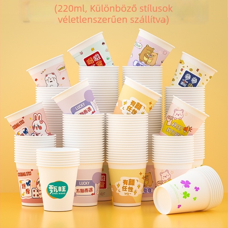 Vastagított egyszer használatos papírpoharak otthoni használatra, dobozos készlet, kínai stílus, kapacitás kevesebb mint 100 ml