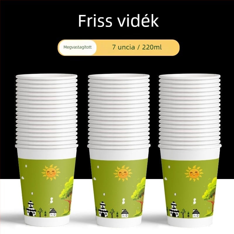 Vastagított egyszer használatos papírpoharak otthoni használatra, dobozos készlet, kínai stílus, kapacitás kevesebb mint 100 ml