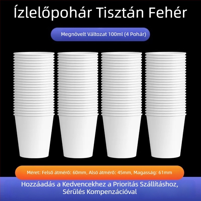 Vastagított egyszer használatos papírpoharak otthoni használatra, dobozos készlet, kínai stílus, kapacitás kevesebb mint 100 ml