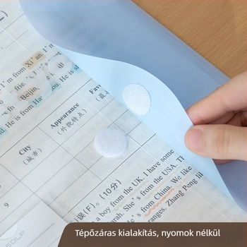 A4 dokumentum mappa kétlyukas D-típusú klippel, átlátszó fájlzseb és írólap