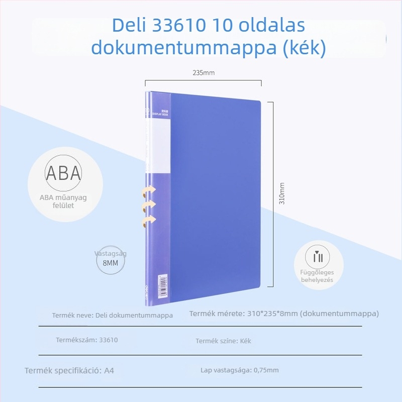 Deli 33600 sorozat, A4 méret, 100 oldalas többfunkciós mappa – oldalak és rajzok tárolására