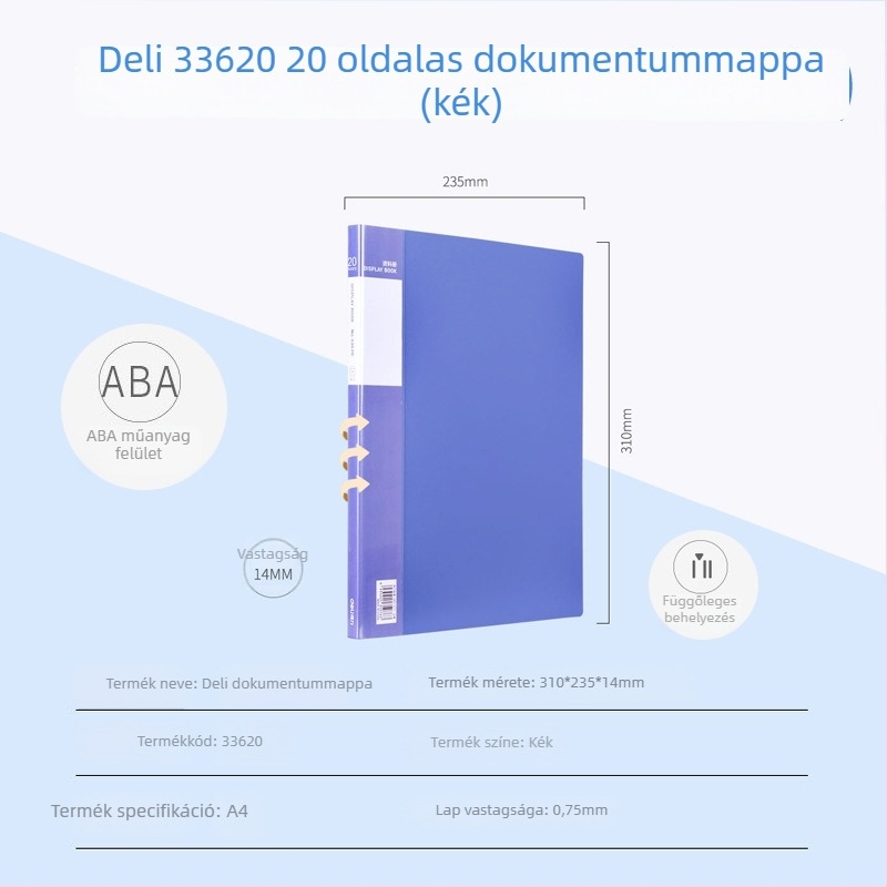 Deli 33600 sorozat, A4 méret, 100 oldalas többfunkciós mappa – oldalak és rajzok tárolására