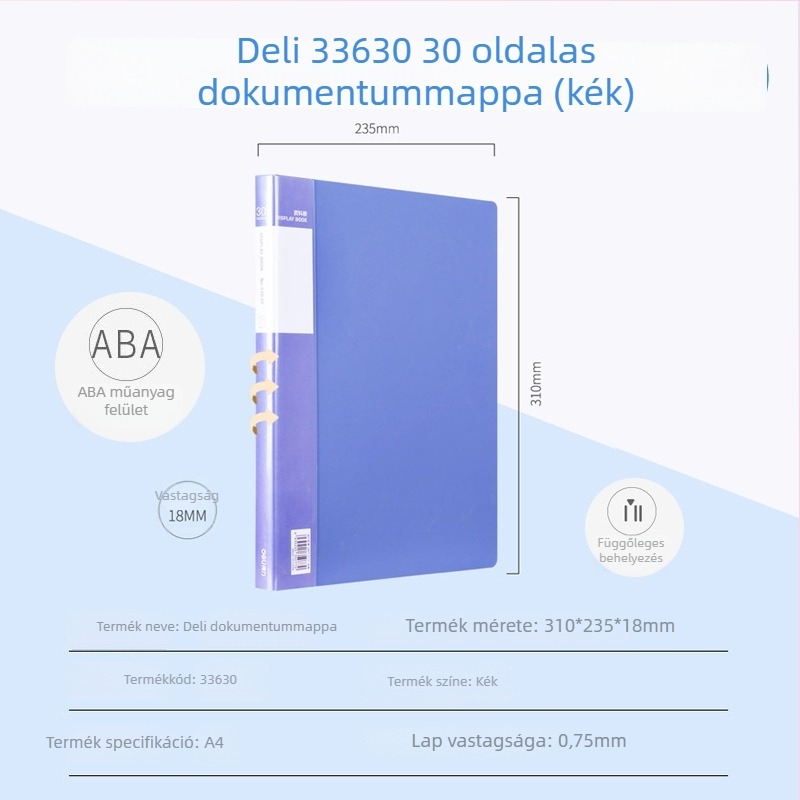 Deli 33600 sorozat, A4 méret, 100 oldalas többfunkciós mappa – oldalak és rajzok tárolására