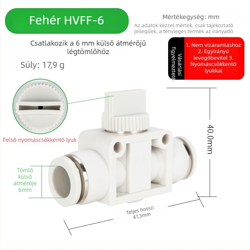 BUC-4 681012 Pneumatikus gyorscsatlakozó szelep HVFF kézi szeleppel