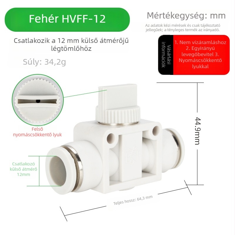 BUC-4 681012 Pneumatikus gyorscsatlakozó szelep HVFF kézi szeleppel