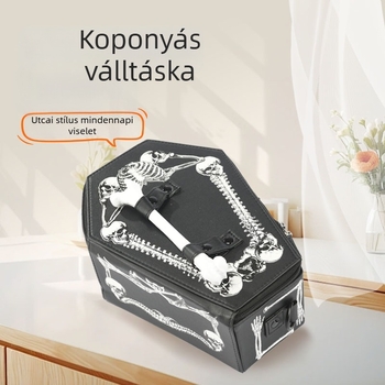 PU női váll- és kézitáska Harajuku Punk motívummal: csontváz koponya és denevérek