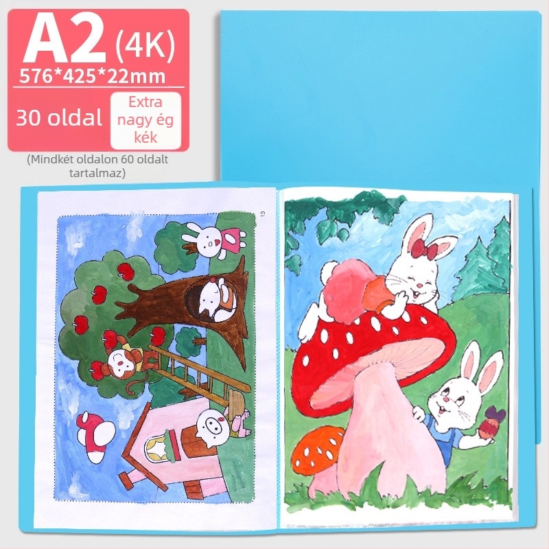 Hongtai A2 album diákok és gyermekek műveinek tárolására, A3-portfólió táska, 4K rajzpapír, 8K festmény plakát, fehér dokumentum mappa