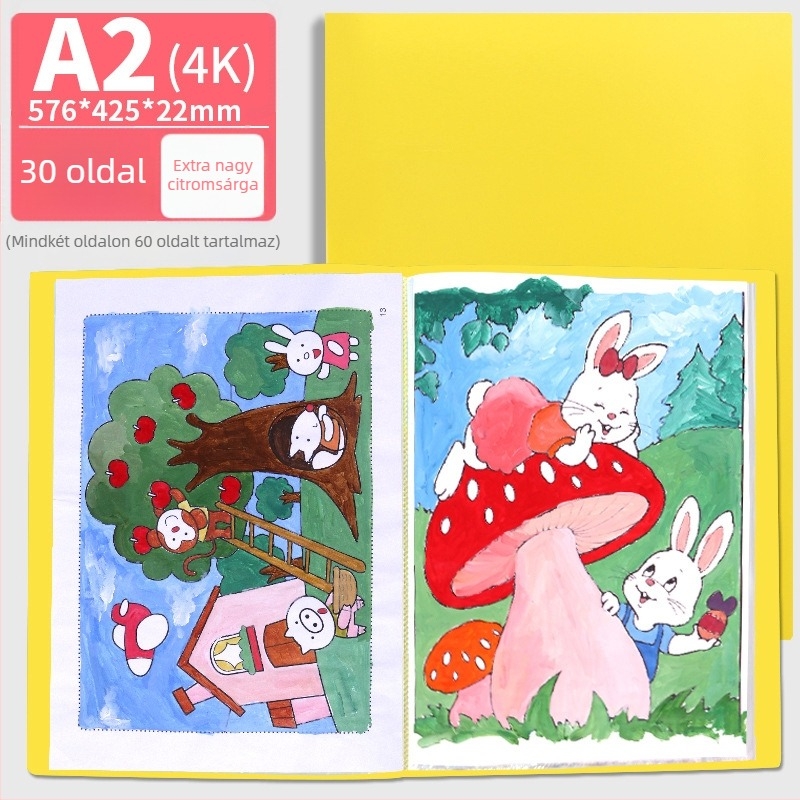 Hongtai A2 album diákok és gyermekek műveinek tárolására, A3-portfólió táska, 4K rajzpapír, 8K festmény plakát, fehér dokumentum mappa