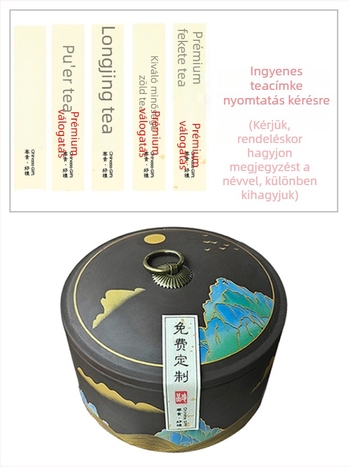 Ajándék teáskészlet dobozban Longjing és Xinyang Maojian tealevelekkel, elegáns csomagolás és kerámia tartó