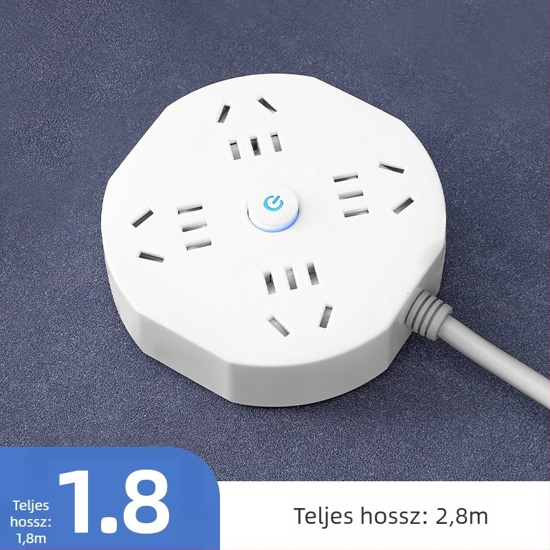 USB-s többdugós elosztó hosszú kábellel, otthonra vagy kollégiumba, kompakt és hordozható, biztonságos