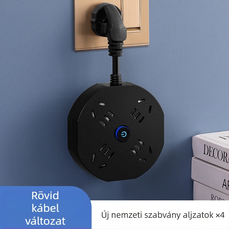 USB-s többdugós elosztó hosszú kábellel, otthonra vagy kollégiumba, kompakt és hordozható, biztonságos