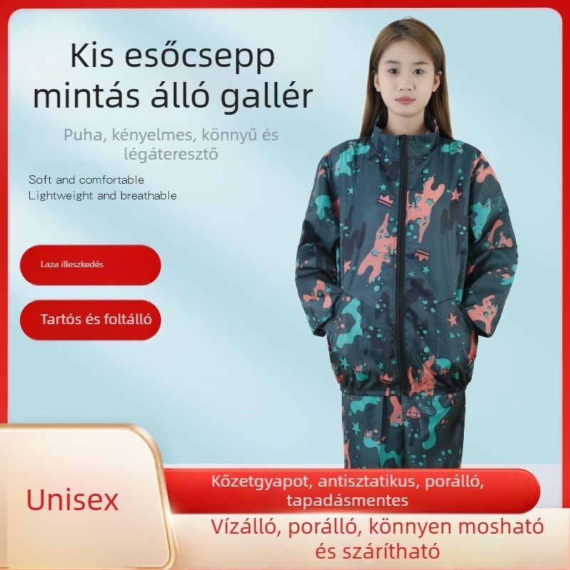 Antisztatikus kapucnis, osztott porvédelemmel, rock-wool szövetből készült pormentes munkaruha élelmiszeripar és szórófestéshez