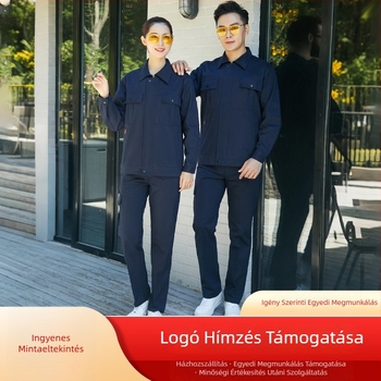 100% pamut munkaöltözet készlet, melegen tartó és antistatikus, logóval ellátható, hosszú ujjú gyári munkaruha