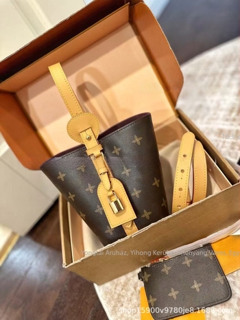 Új All Inbb női bucket táska, klasszikus monogram mintával, váll- és crossbody hordozás, színváltó bőr, kosár-stílusú táska